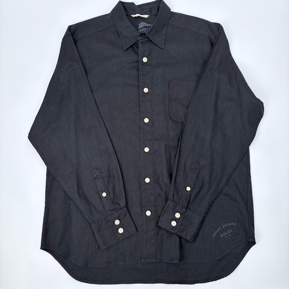 Tommy Bahama Relax Men’s Black Linen Long Sleeve Button Up Shirt